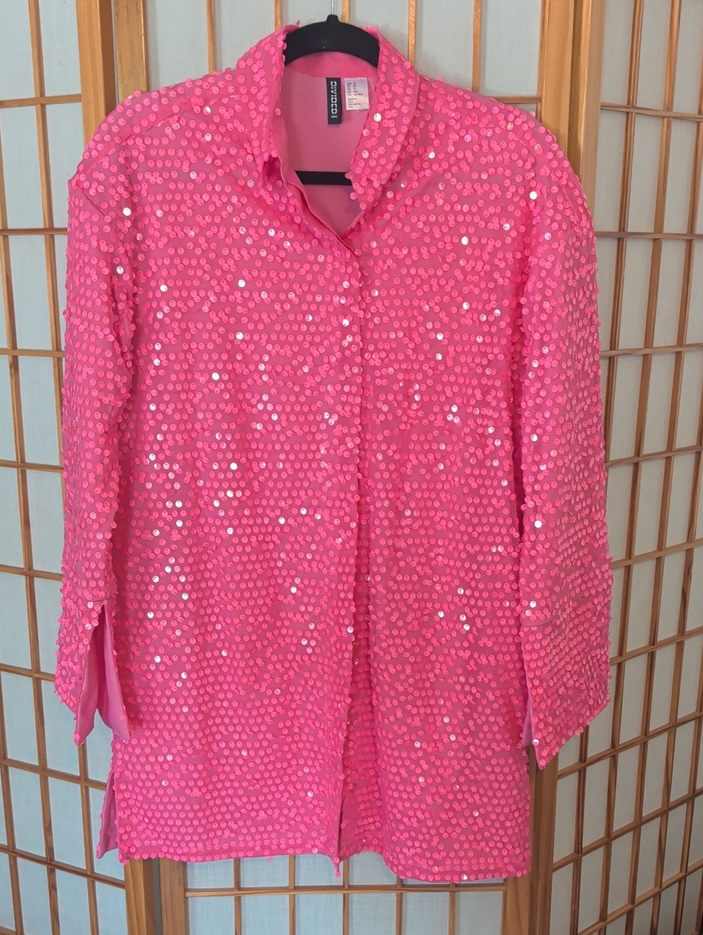 Hot Pink Sequin Button-Front Minidress